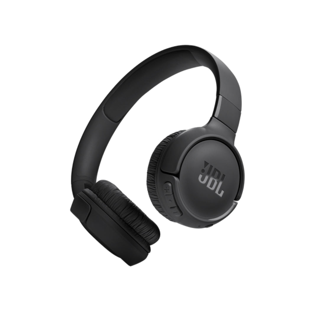 Black JBL headphones on a white background