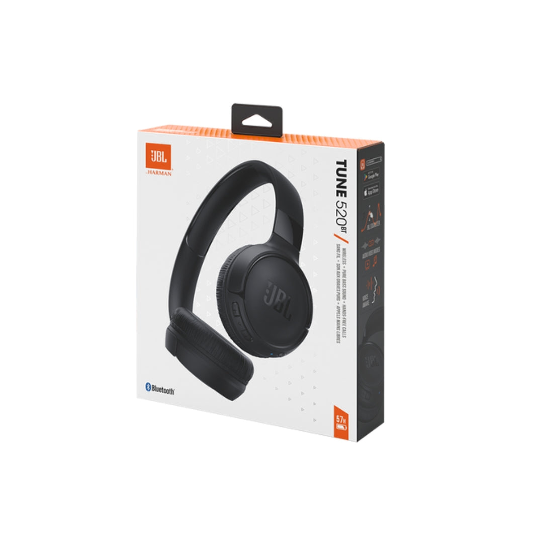 Black JBL headphones on a white background
