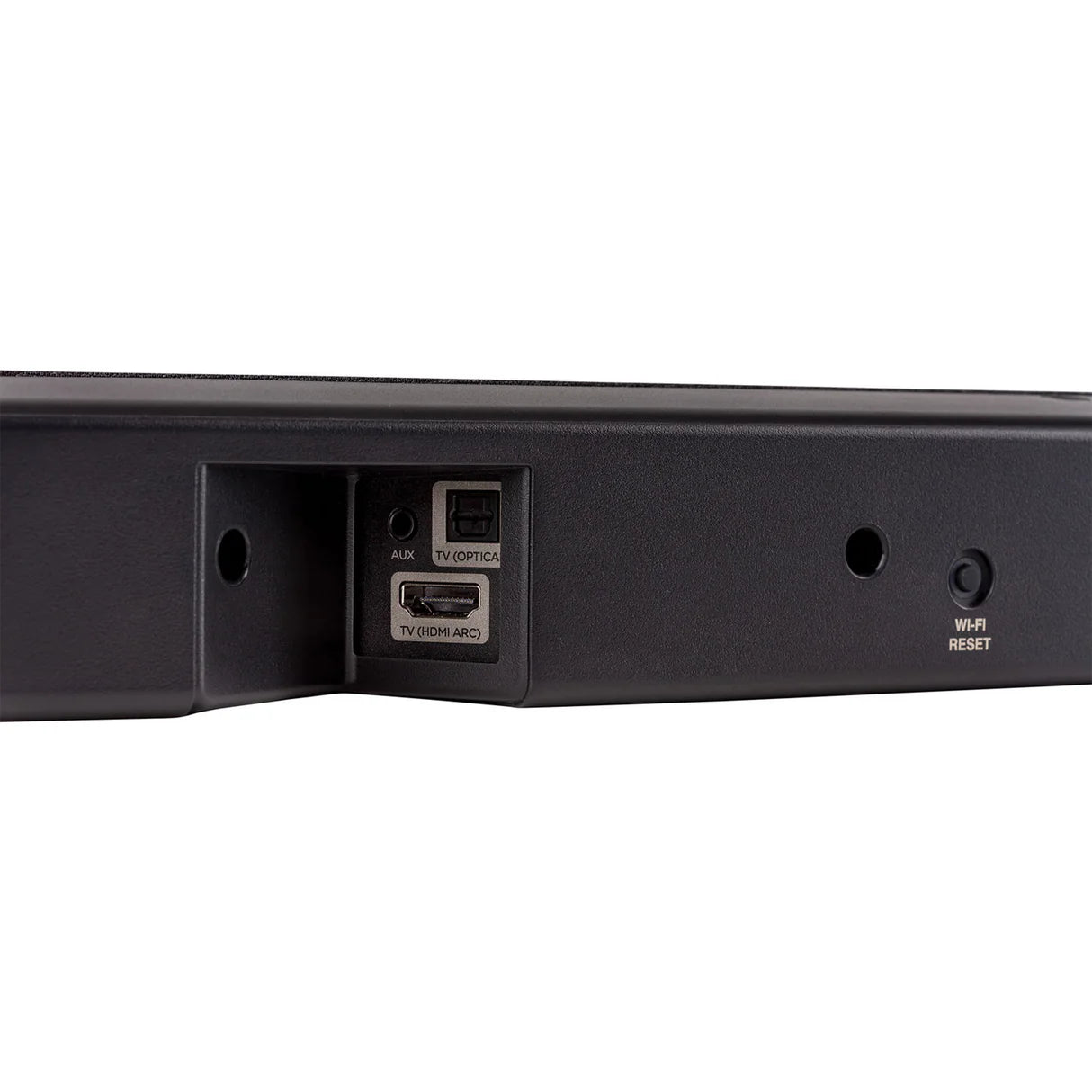 Back view of a electronic device with ports on a white background