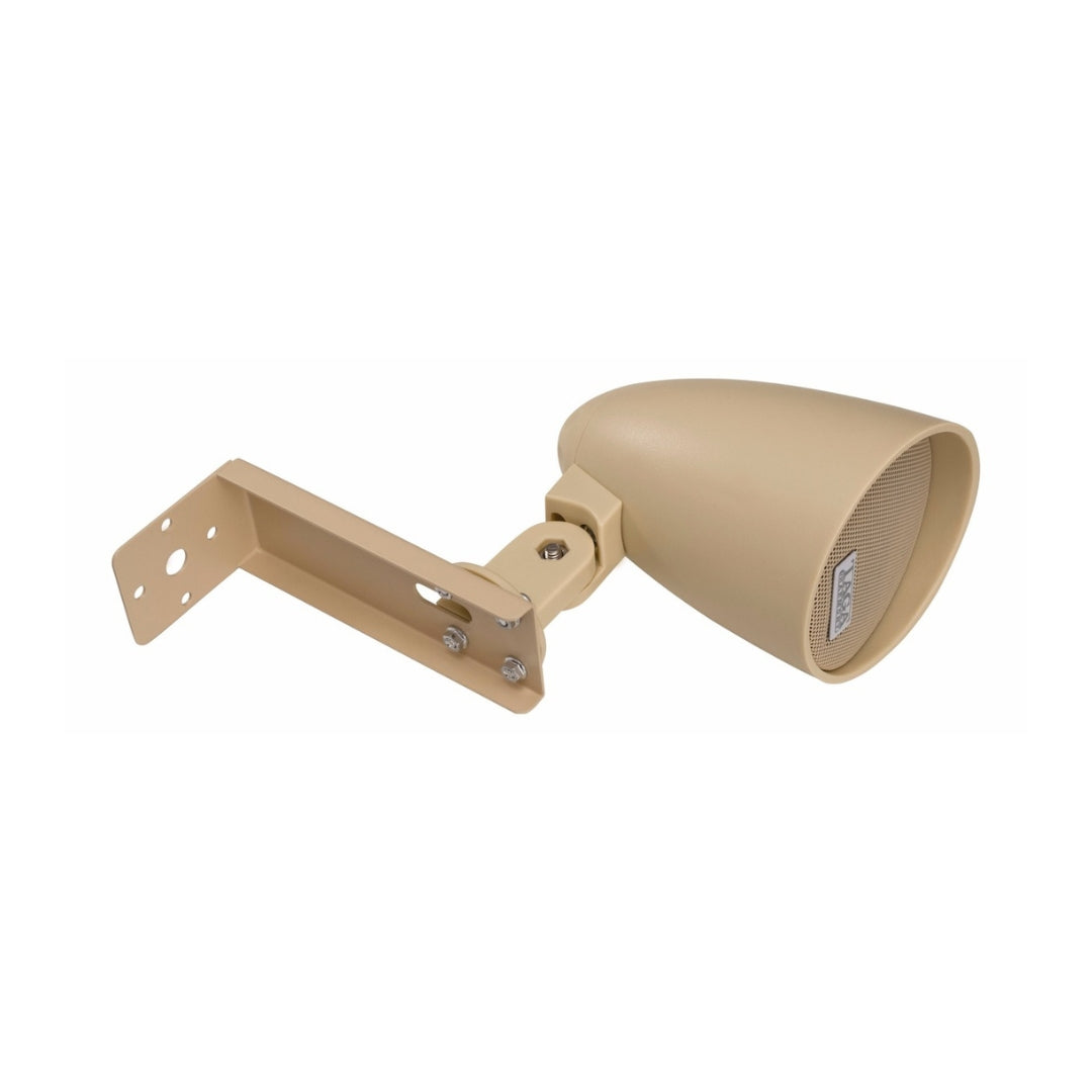 Beige outdoor speaker with 'TAGA' branding on a white background