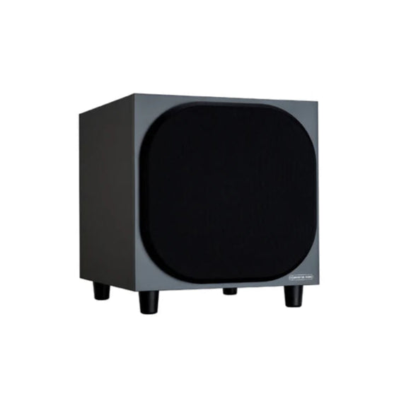 Black subwoofer on a white background