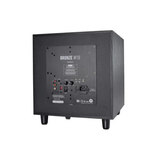 Black subwoofer on a white background