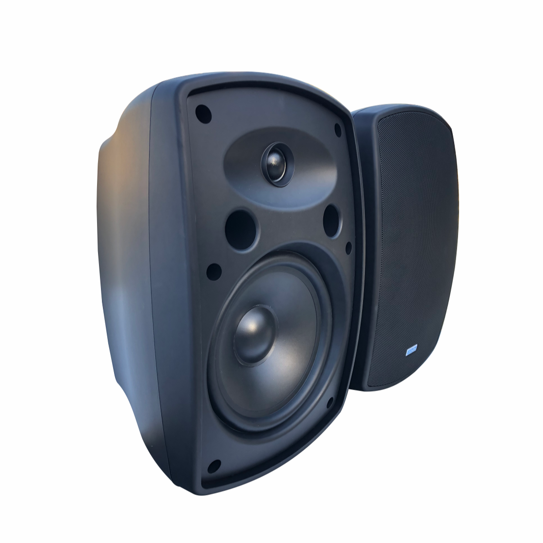 Black speaker on a white background