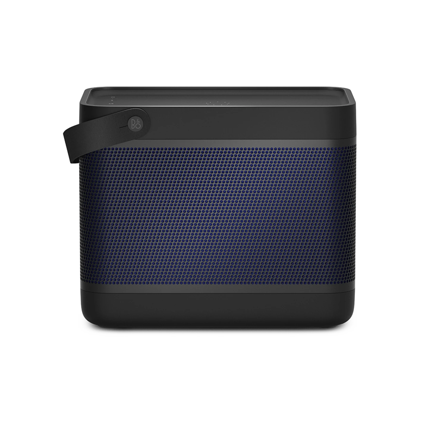 Black and blue textured rectangular device on a white background