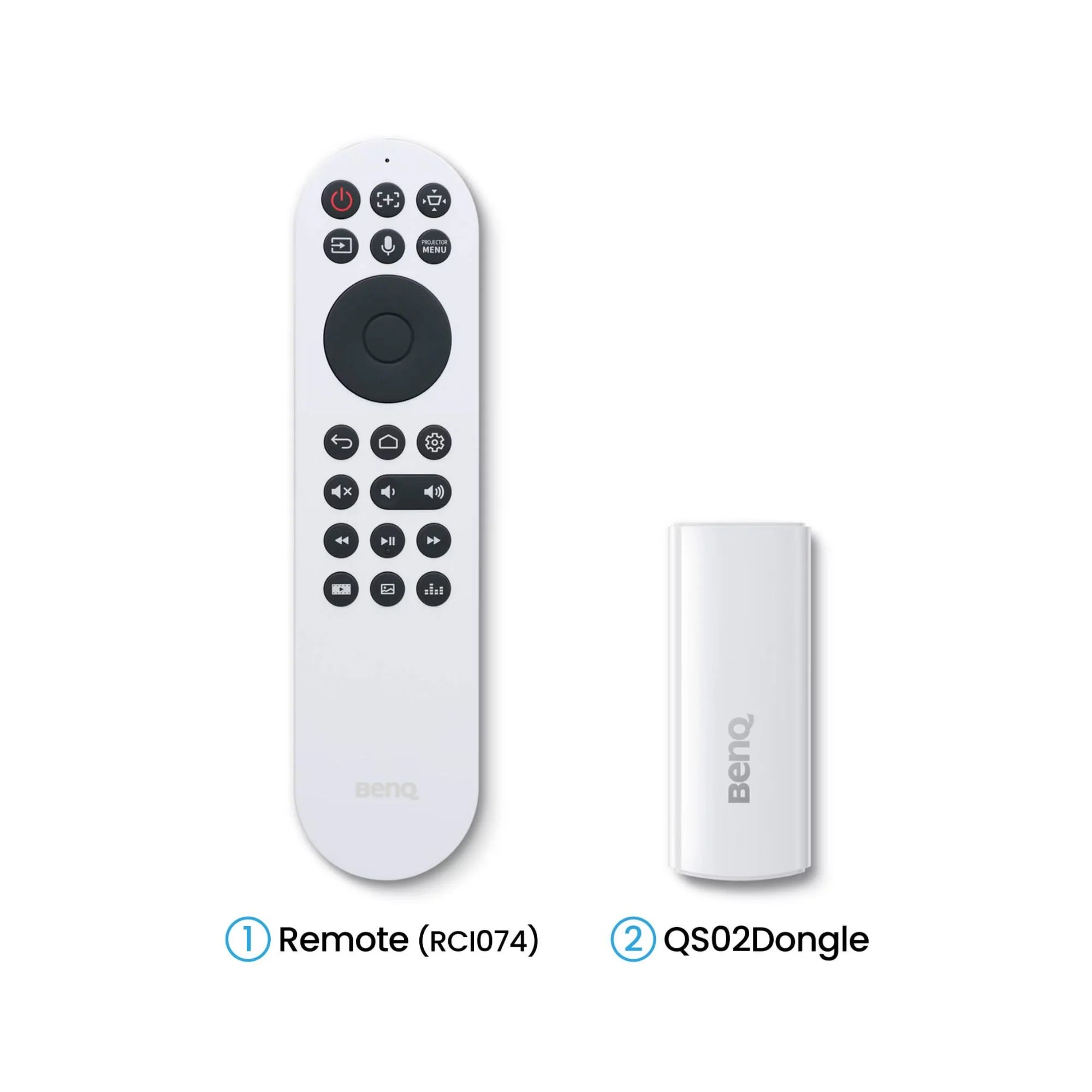 Black BenQ projector on a white background