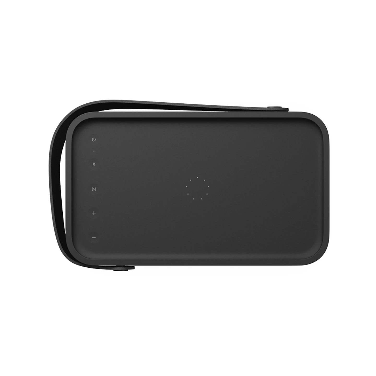Black and blue textured rectangular device on a white background
