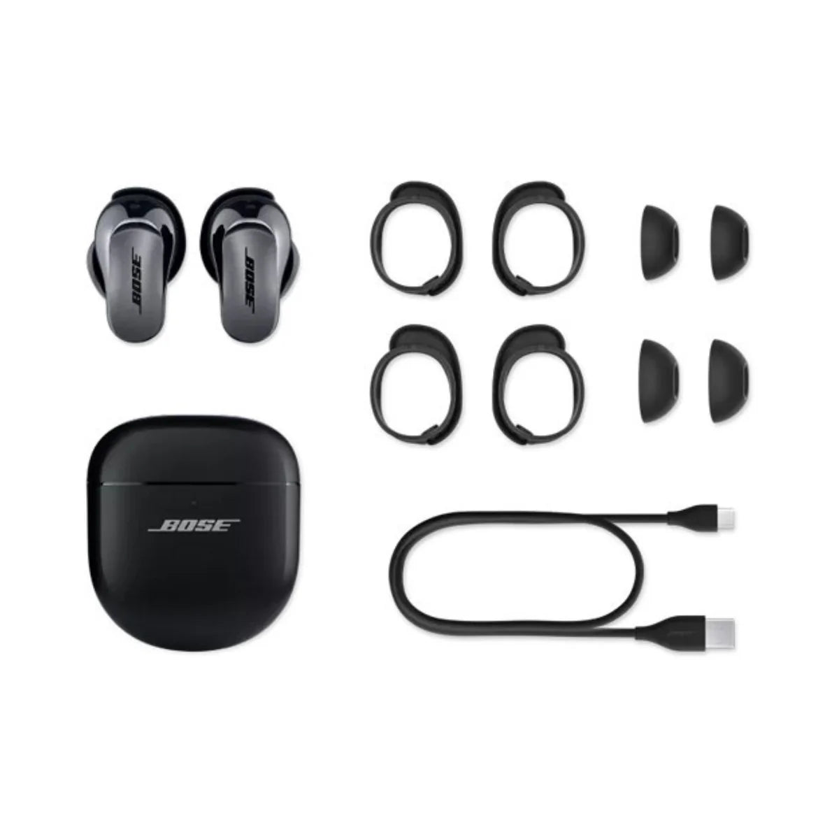 Bose-QuietComfort-Ultra-Earbuds-Front-View-With-Case-Hero-Black