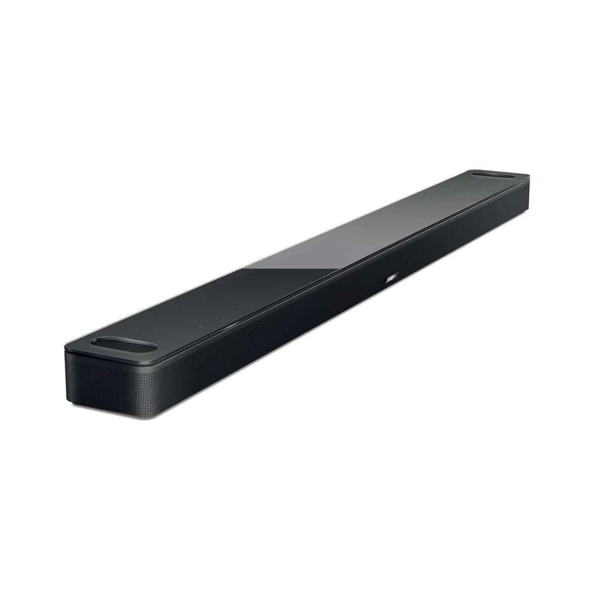 Black soundbar on a white background