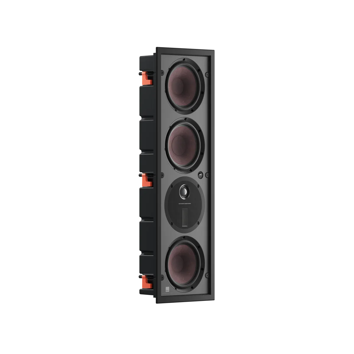 Black speaker with three circular drivers 