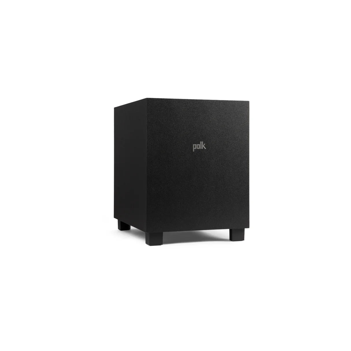 Black subwoofer with Polk logo on a white background