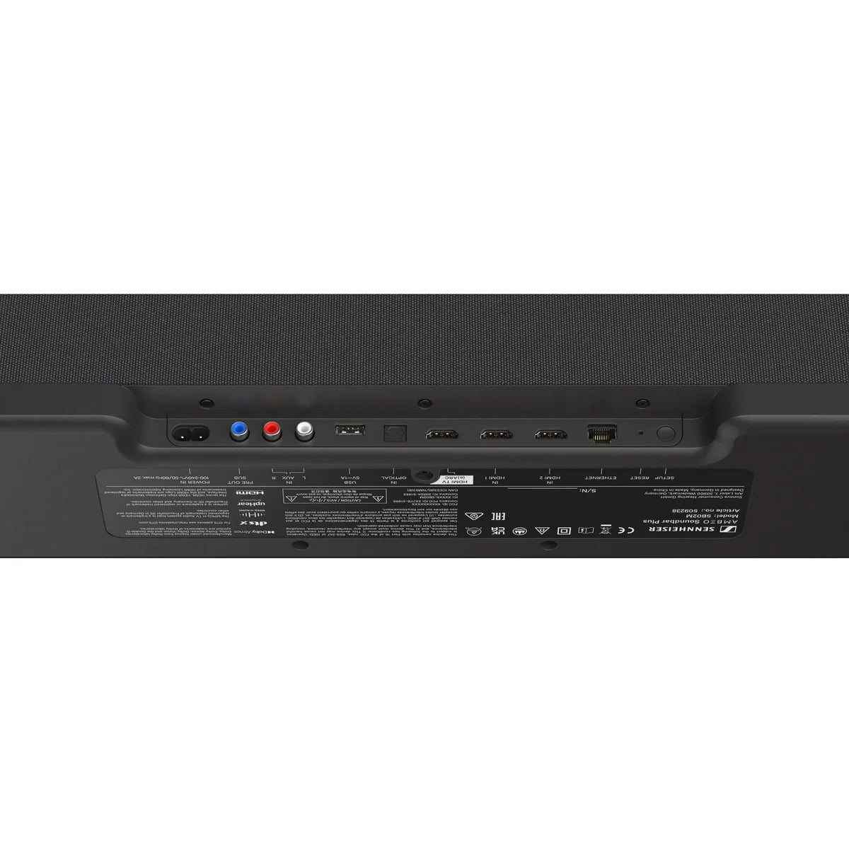 Black soundbar on a white background