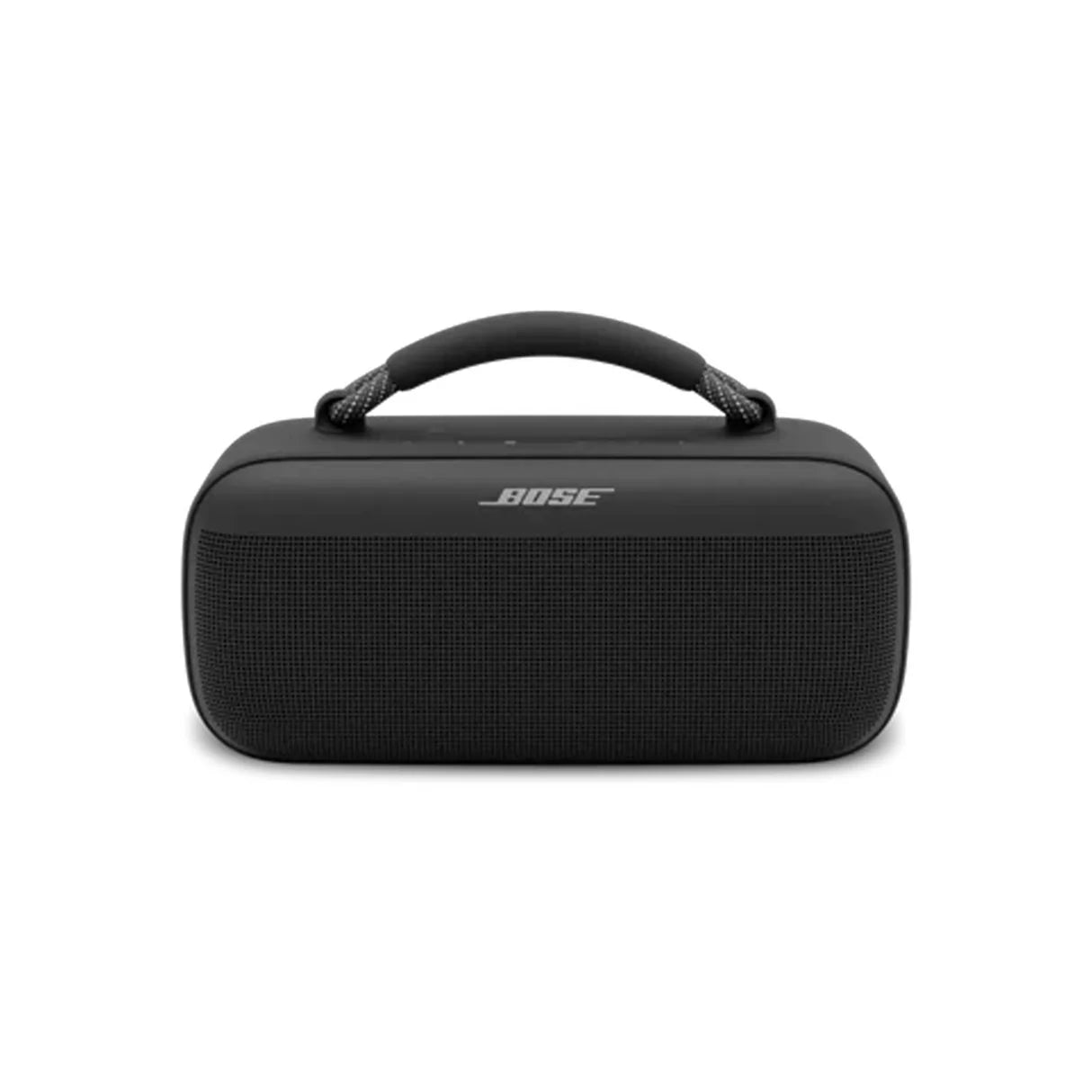 Black Bose portable speaker on a white background