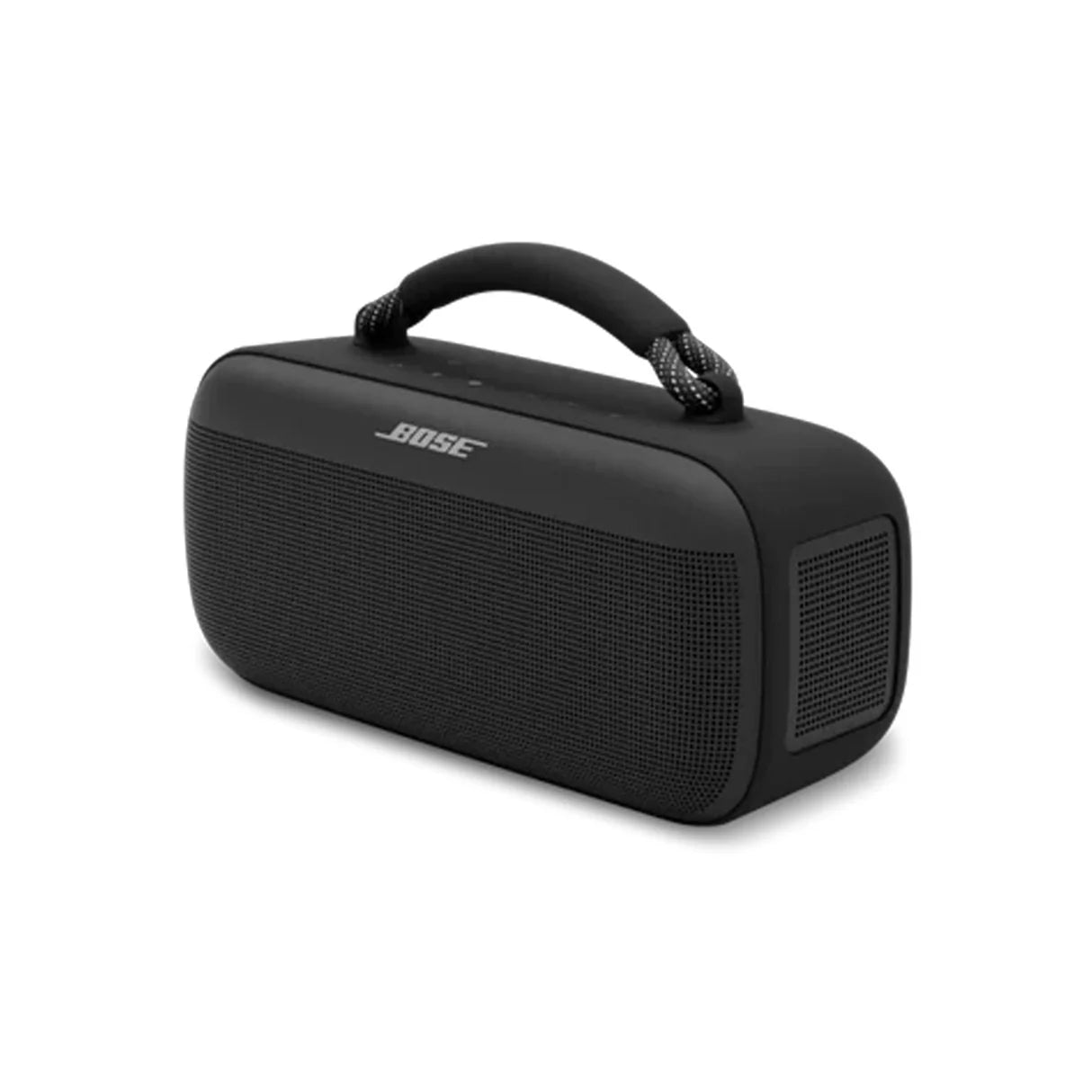 Black Bose portable speaker on a white background