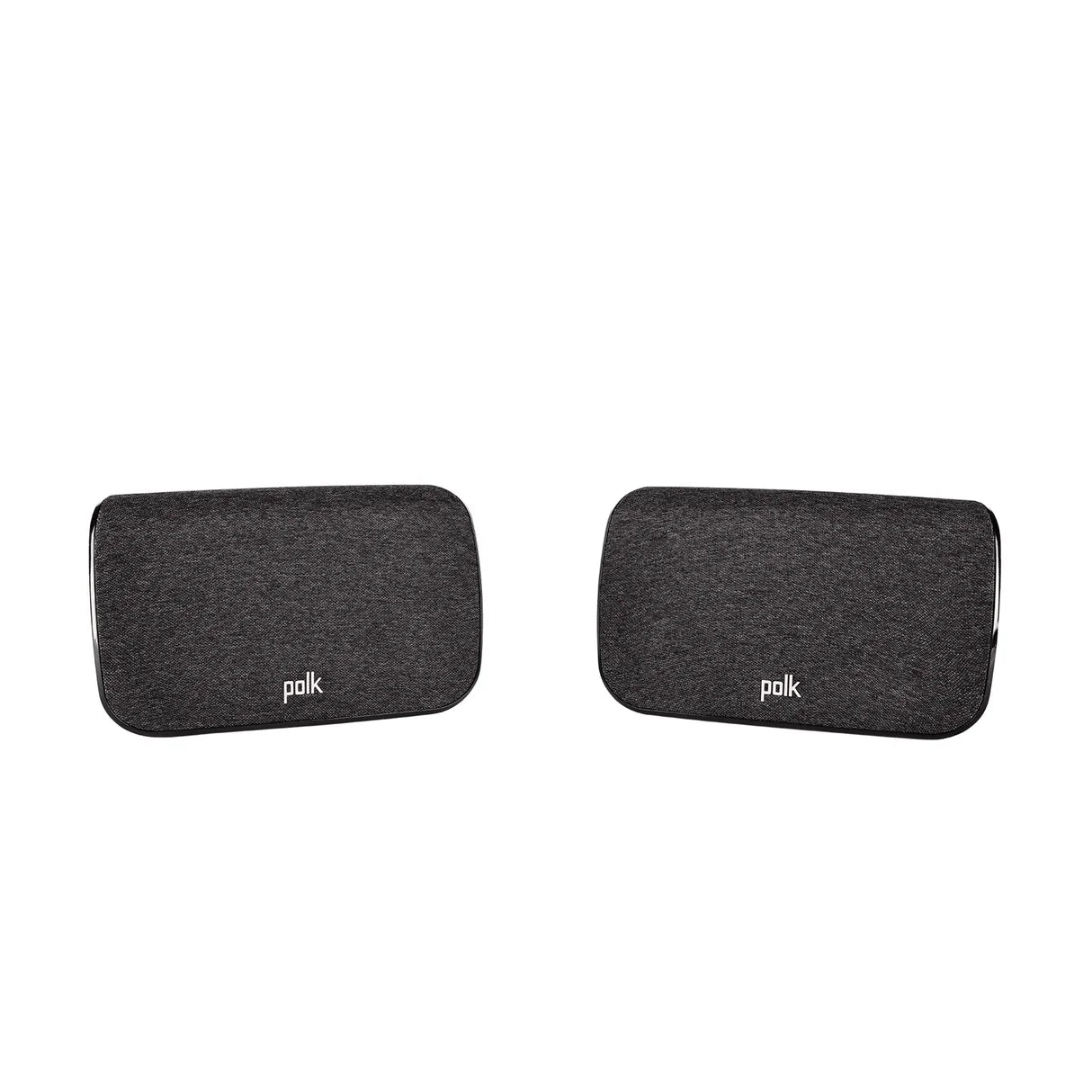 2 polk branded speaker on a white background