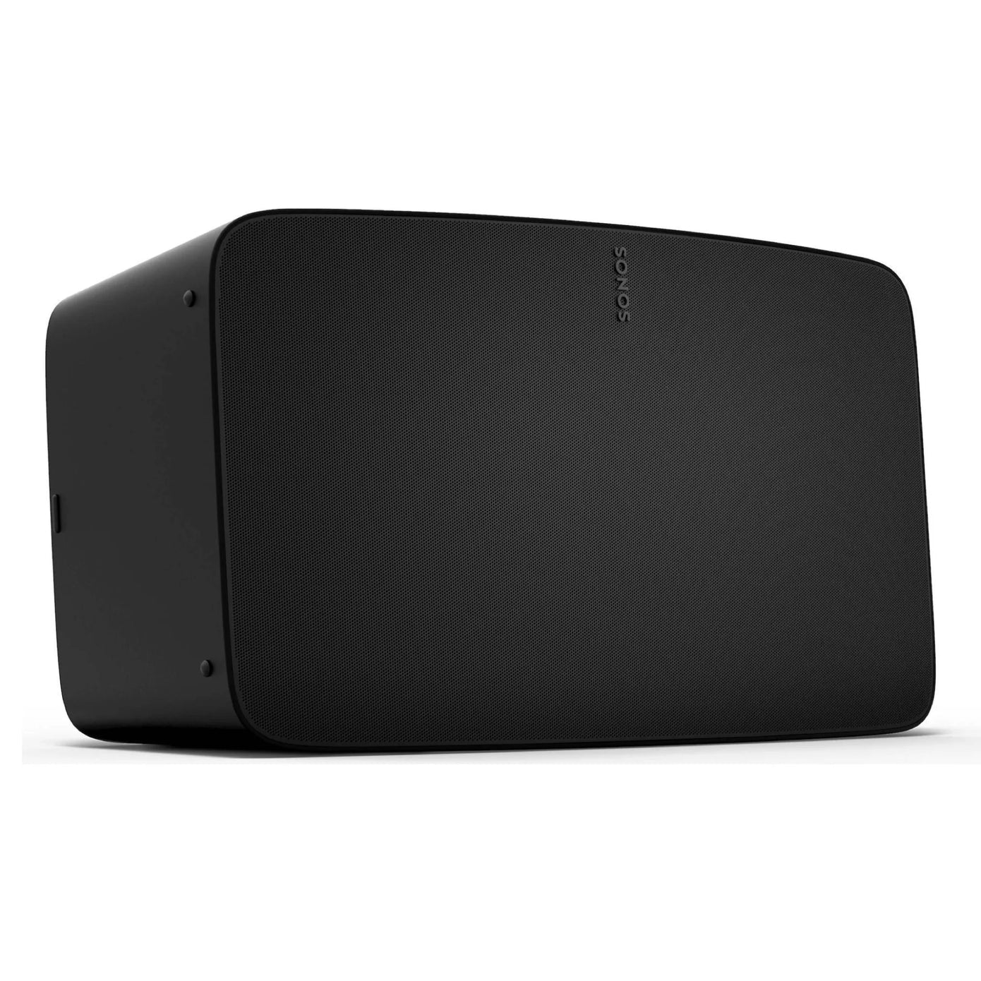 Black Sonos speaker on a white background
