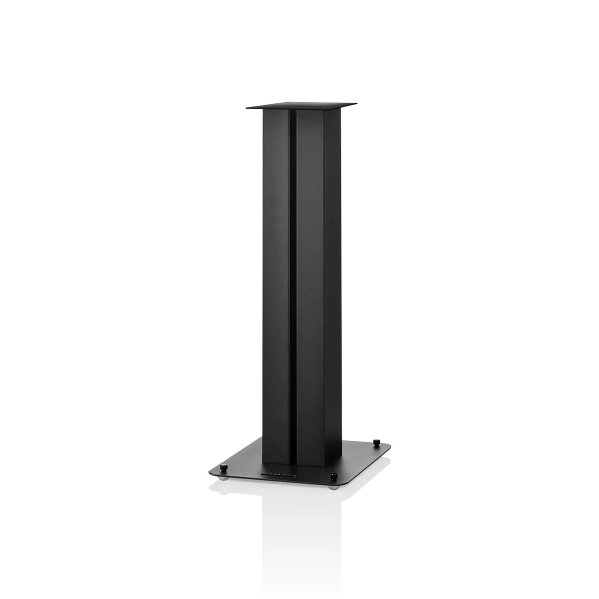 Black speaker stand on a white background