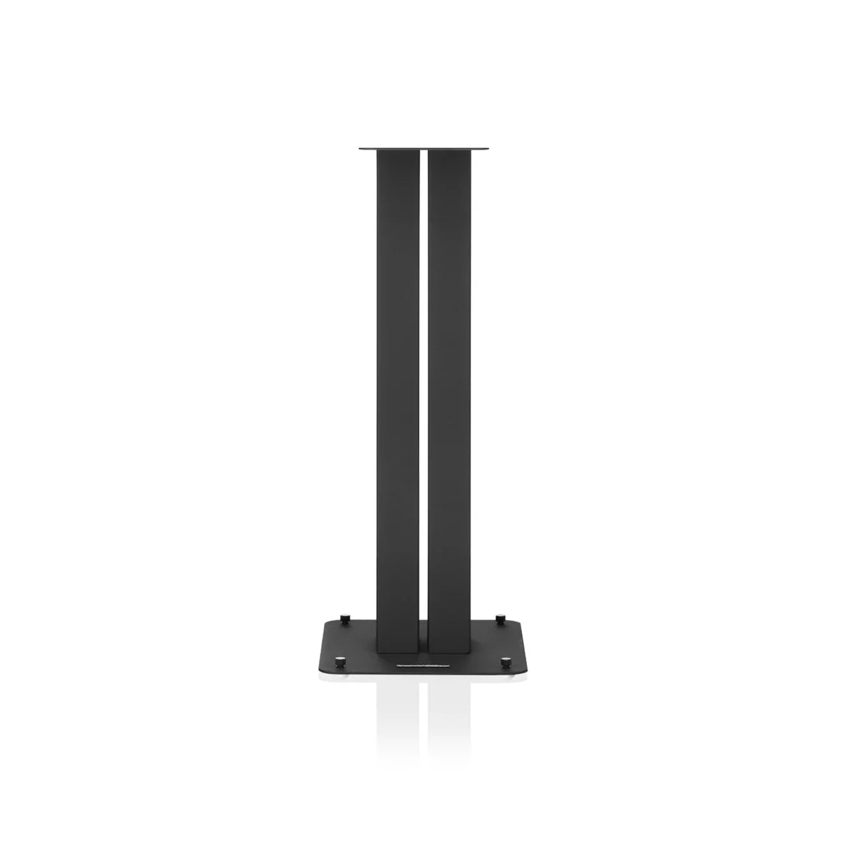 Black speaker stand on a white background