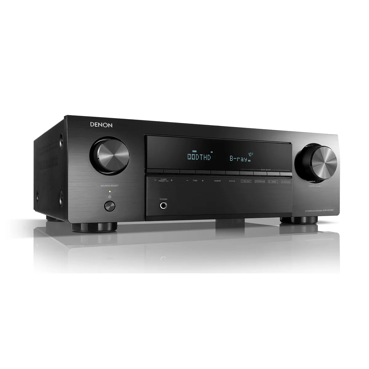 Denon audio receiver on a white background