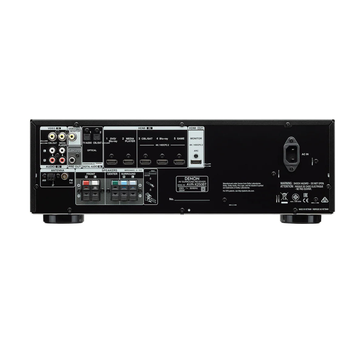Denon AVR-X250BT 5.1 Ch. 4K Ultra HD AV Receiver with Bluetooth