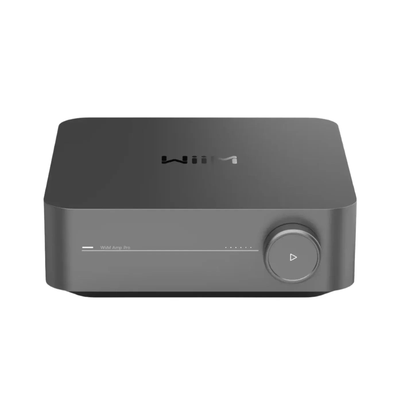 Black electronic device with a brand logo on a white background